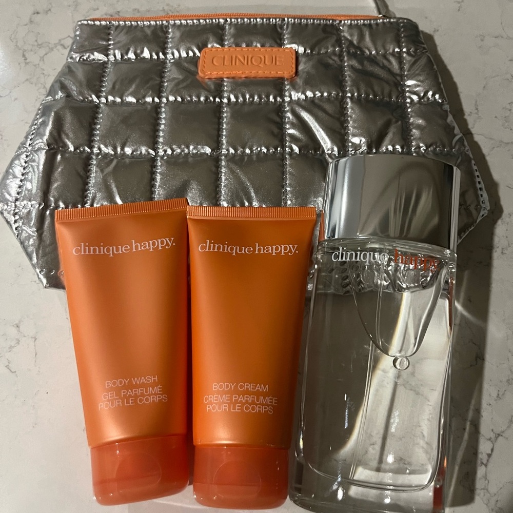 Clinique Happy Orange Body Wash Set with Silver Bag